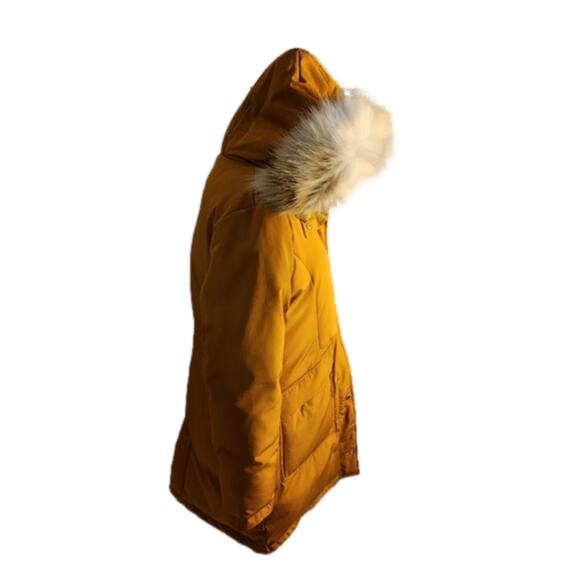Sam Edelman Spicy Mustard Faux Fur Hooded‎ Long Parka Size Large New! - Picture 6 of 10